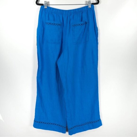 NWT JOIE 100% LINEN Wide Leg Elastic Waist Drawstring Embroidered Pants MEDIUM - Picture 2 of 12